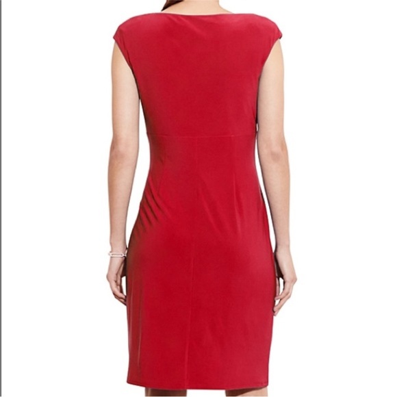 Lauren Ralph Lauren Barolo Red Ruched Empire-Waist Cap-Sleeve‎ Dress size 10 - Picture 4 of 12
